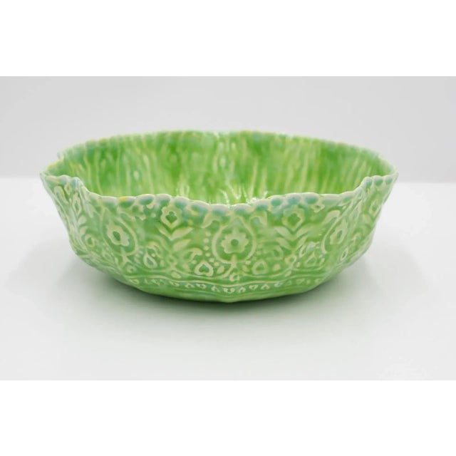 Contemporary Early 21st Century Kosoy + Bouchard Signed, Dated Light Green Textured Large Bowl For Sale - Image 3 of 12