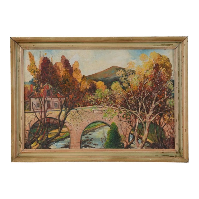 1940'S Lancaster Bridge Original Oil Painting For Sale