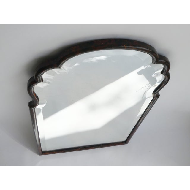 Large Dutch Wooden Scalloped Lacquered Mirror For Sale - Image 6 of 13