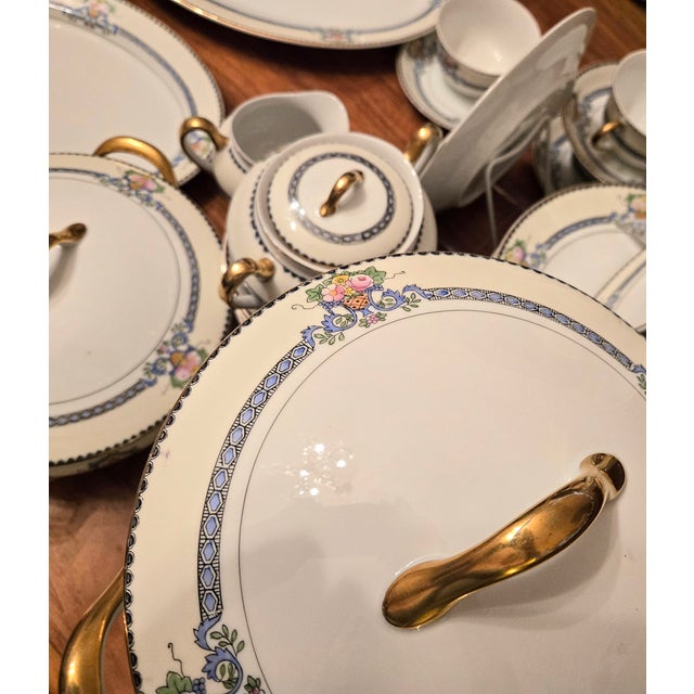 Mid 20th Century 12 Place Settings Plus Serving Art Nouveau China Set- Set of 75 For Sale - Image 5 of 12