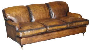 Vintage Hand Dyed Brown Leather Sofa