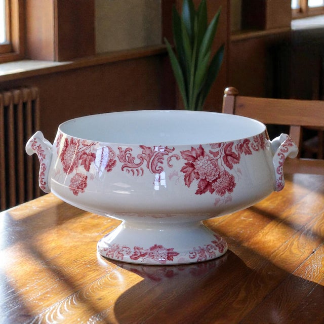 Magnificent and large antique ironstone bowl/vegetable dish (formerly a tureen) signed Saint Amand, "Snowball" collection,...