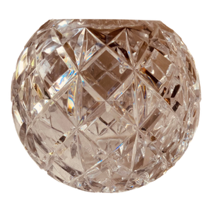 Antique French Cut Crystal Rose Bowl, Diamond Pattern, 7"