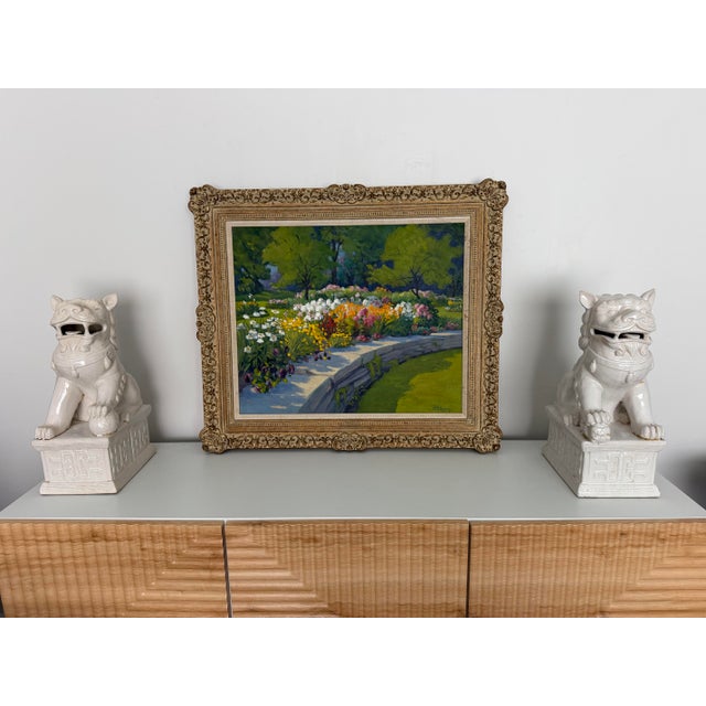 Early 20th Century Original William H. Eppens Wh Floral Landscape Framed Oil Painting For Sale - Image 10 of 11