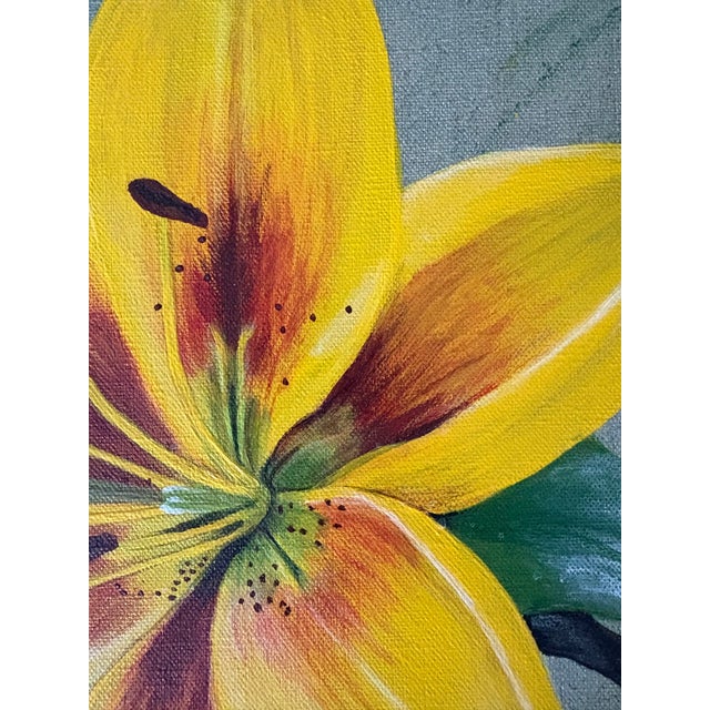 Yellow Modern Oil Painting - Yellow Flower For Sale - Image 8 of 11