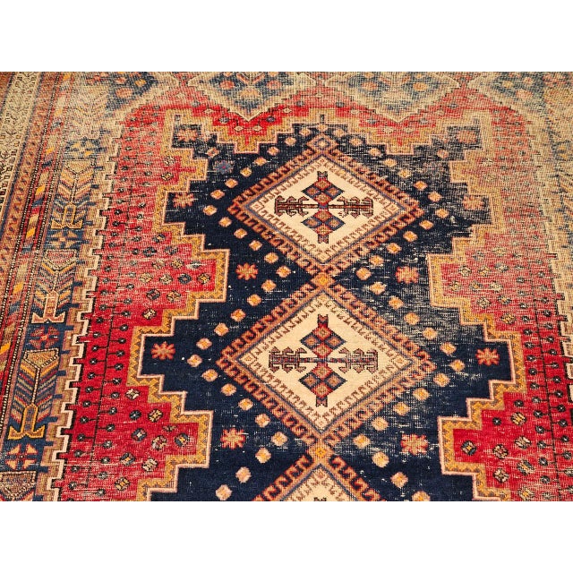 Vintage Persian Afshar Tribal Rug, Hand-Knotted Wool, Geometric Pattern, Navy & Red, 6x7 For Sale - Image 10 of 14