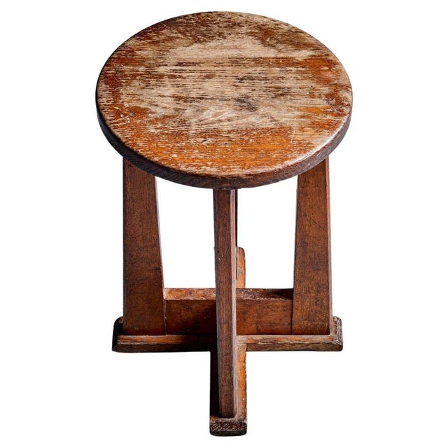 Le Même Stool in Oak by Henry Jacques, France, 1940s For Sale - Image 10 of 10