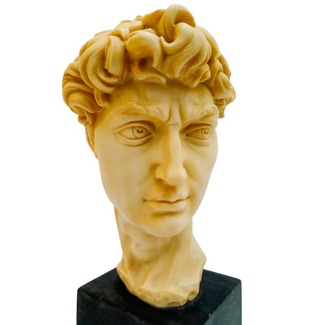Mid 20th Century Mid-Century Italian Michelangelo’s David Bust Sculpture on Stone Plinth Base by Santini For Sale - Image 5 of 10