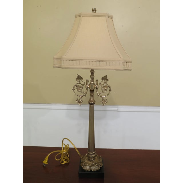 Metal 1990s Brass Regency Decorative Table Lamp With Shade For Sale - Image 7 of 7