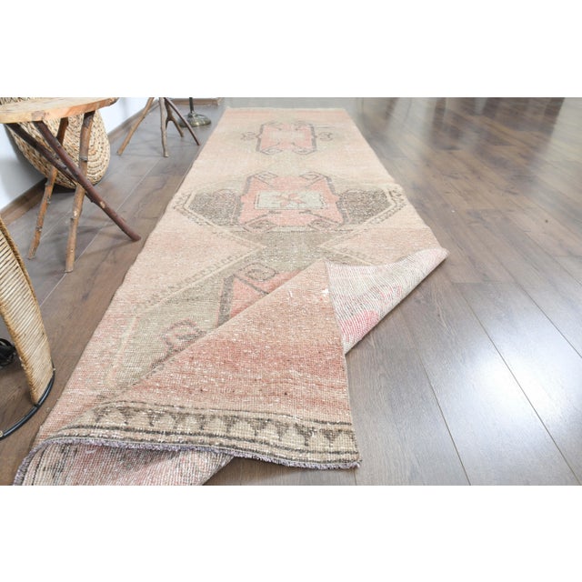 1970s Turkish Oushak Handmade Wool Cotton Orange Runner Rug For Sale - Image 11 of 11