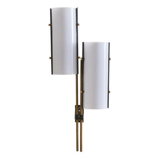 Italian Brass Sconce with Acrylic Shades in the Manner of Stilnovo, 1950s For Sale