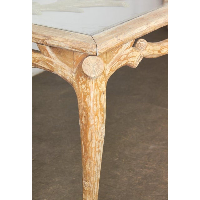 Vintage Wooden Dining Table with Brutalist Glass Top, 1970s For Sale - Image 12 of 13