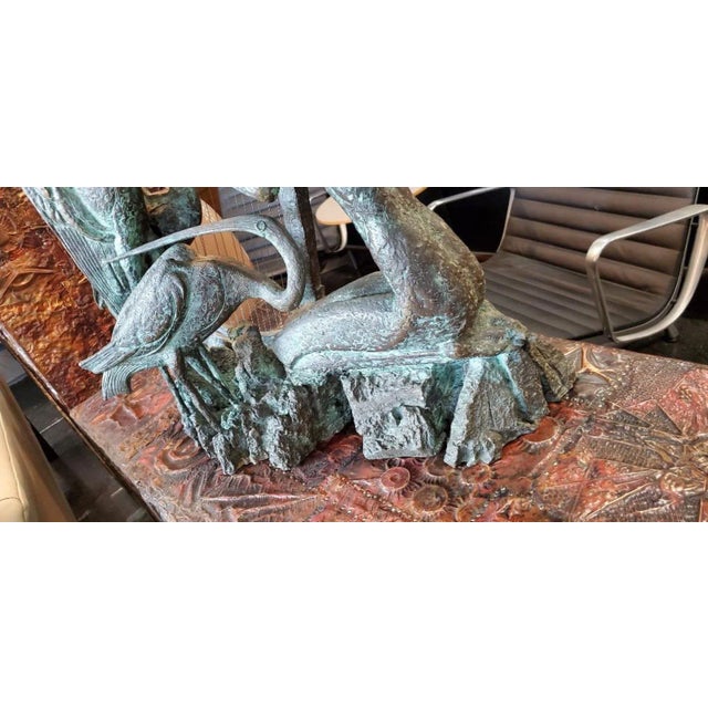 Metal Vintage "Harmony" Art Nouveau Style Figurative Sculpture Signed by Ting Shao Kuang For Sale - Image 7 of 13