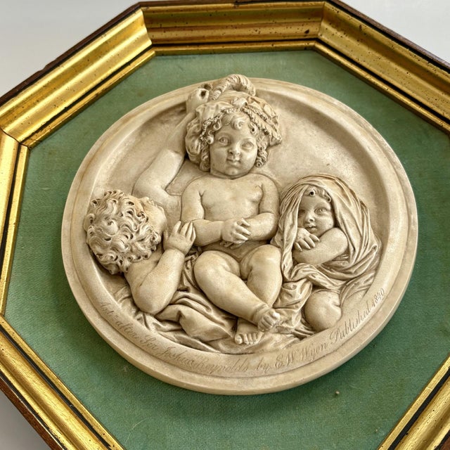 Victorian 1950s Sungott Art Studios "The Infant Academy" Framed Classical Relief Plaque For Sale - Image 3 of 11