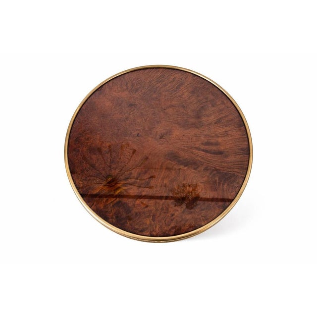 Italian Burl and Brass Yacht Side Table, 1950s For Sale - Image 3 of 9