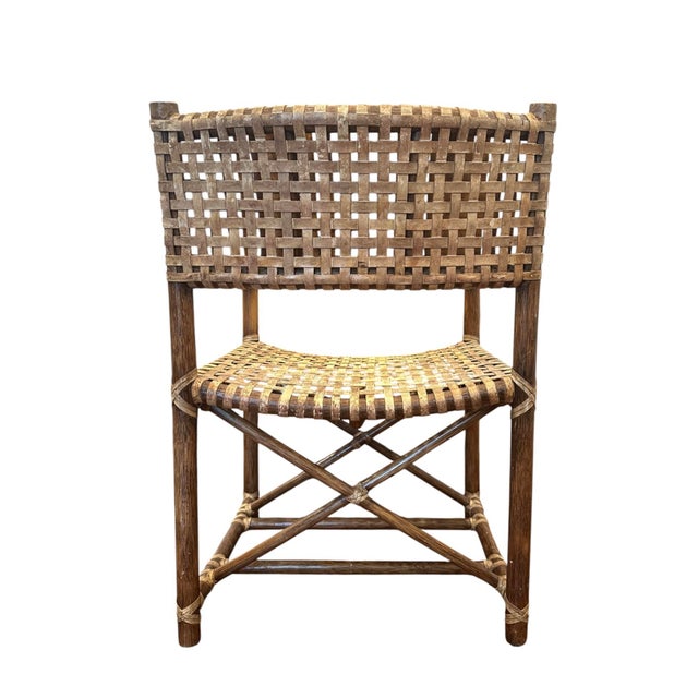 McGuire Vintage McGuire Furniture Laced Rawhide & Rattan Armchair For Sale - Image 4 of 9