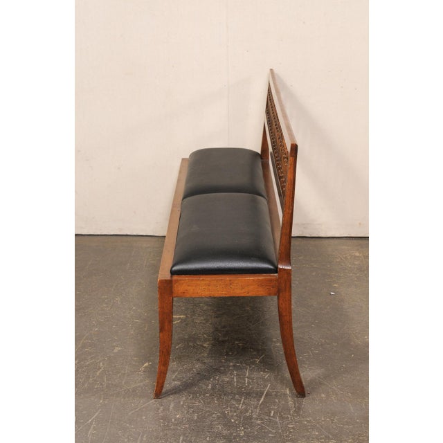 Mid 20th Century Yale Burge Spindle-Back Bench W/ Black Seat For Sale - Image 10 of 13