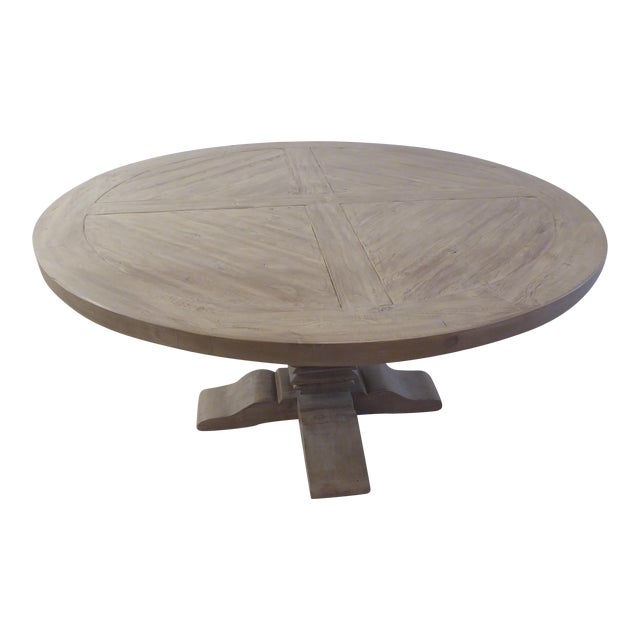 Restoration Hardware Round Trestle Dining Table | Chairish