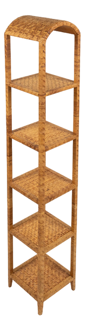 Mid-Century Rattan and Wicker Shelf in the style of Vivai Del Sud, Italy, 1960s
