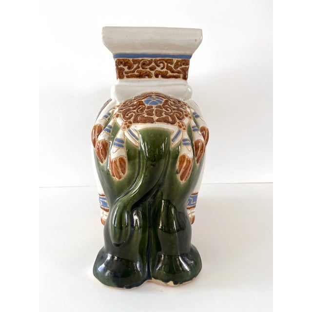 Mid Century Ceramic Elephant Garden Stool or Plant Stand For Sale - Image 10 of 12
