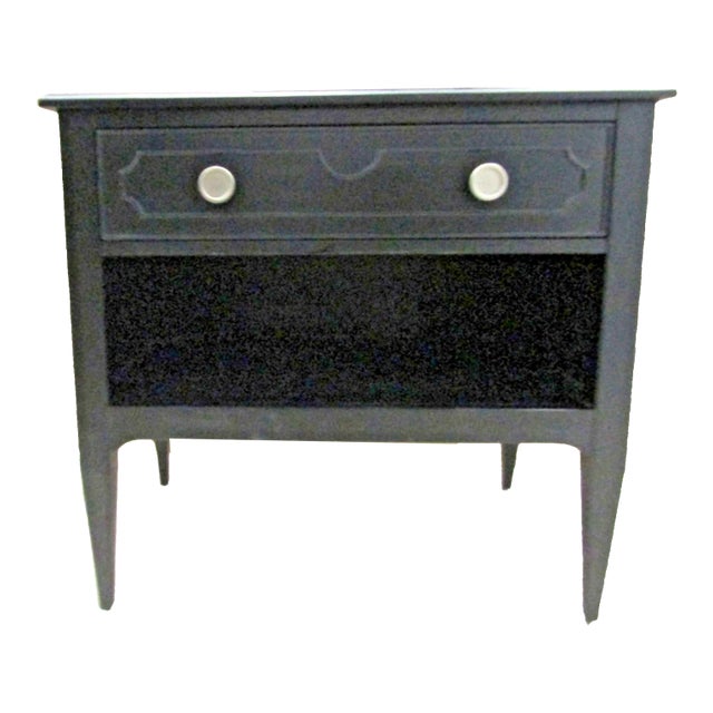 Black One Drawer Nightstand With Built in Outlets Attributed to Fairfield Chair Company For Sale