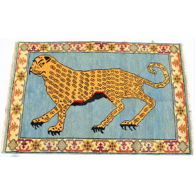 Vintage Turkish Leopard Hunting Design Rug- 4′ × 6′ For Sale - Image 4 of 8