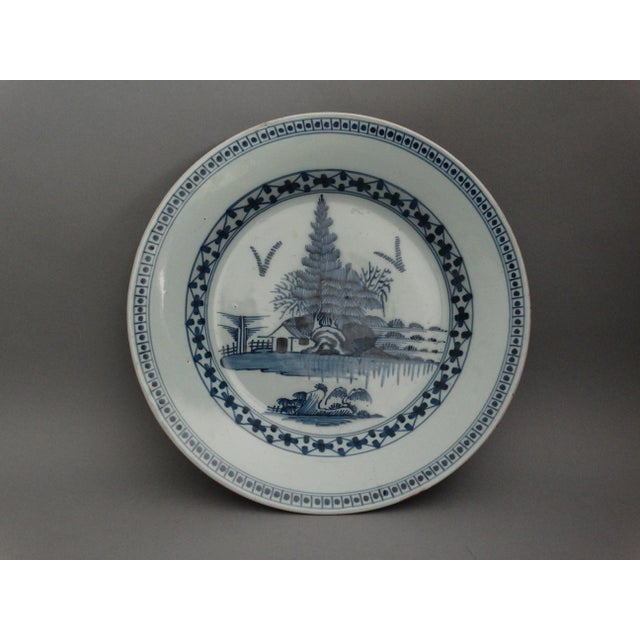 18th-C Englsih Delft Chinoiserie Charger Attributed to Lambeth For Sale - Image 6 of 7
