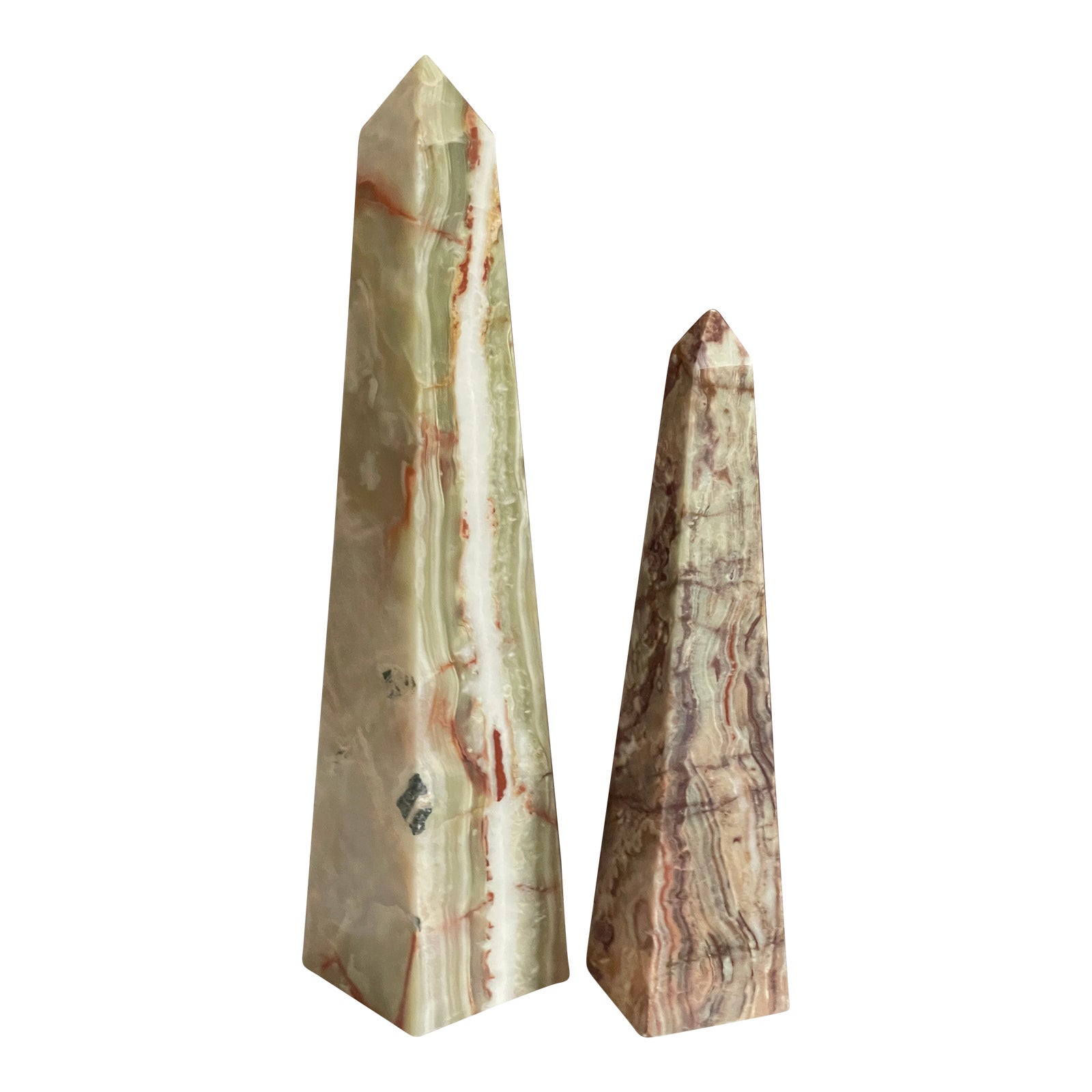 1970s Two Hardstone Obelisks | Chairish