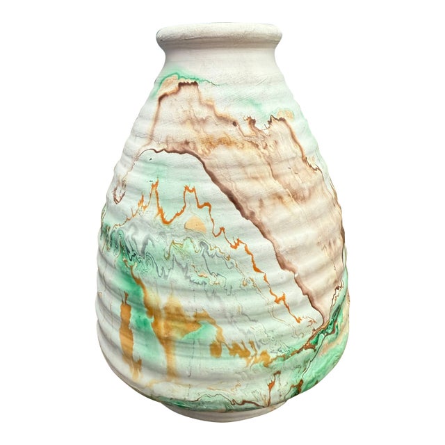 Vintage Stamped Nemadji Pottery Vase Mid Century Modern Style For Sale