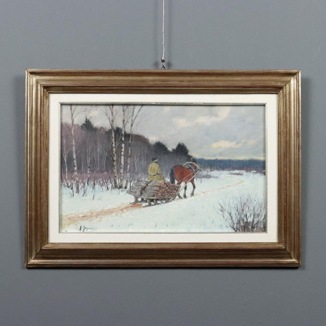 Andrei Afanas'evich Egorov, Sleigh on the Snow, 1900s, Tempera on Cardboard, Framed For Sale - Image 12 of 12