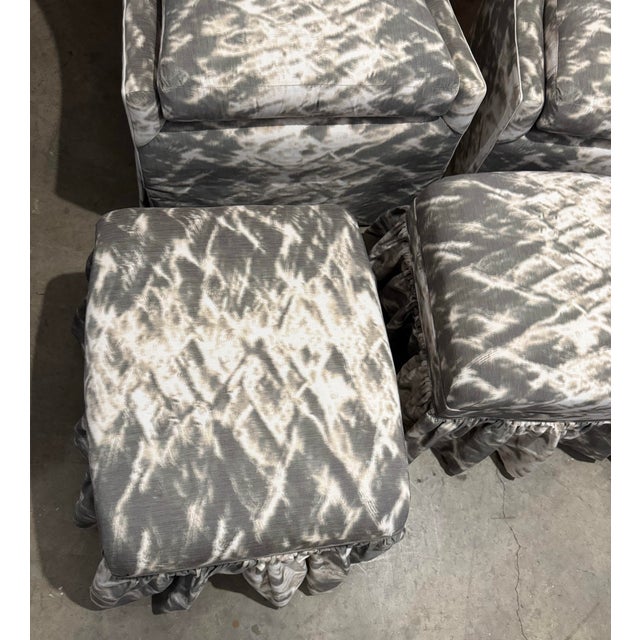 Purple Pair of Luxe Lee Industries Chairs 2421-01 & Pair Swivel Ottomans 1430-00 For Sale - Image 8 of 12