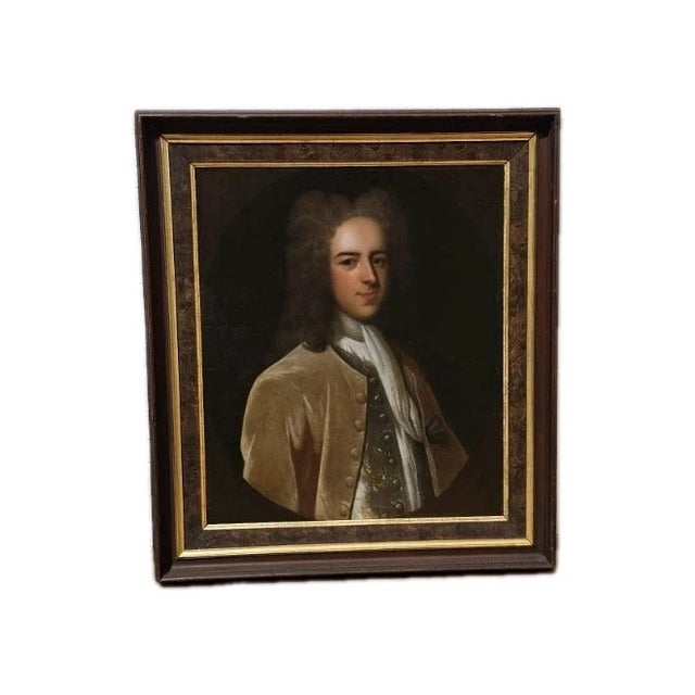 Store Item: 18th Century English Portrait of Thomas Maire of Hardwick Oil on Canvas Framed Description: Early 18th Century...