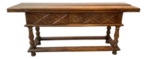 1980s French Style Louis Xviii Hand Carved Drop Leaf Console / Dining Table