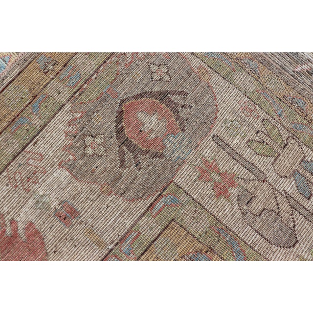 Large Floral Designed Modern Oushak on a Brown-Gray Field and Cream Border For Sale - Image 12 of 12