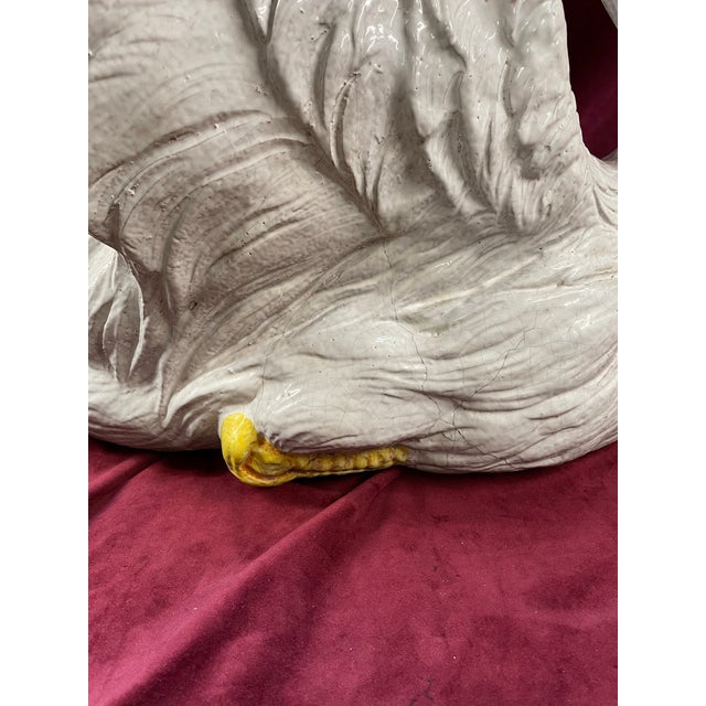 1960s Pelican Vintage Coastal Italian Ceramic Low Stool Table Terracotta For Sale In Miami - Image 6 of 12