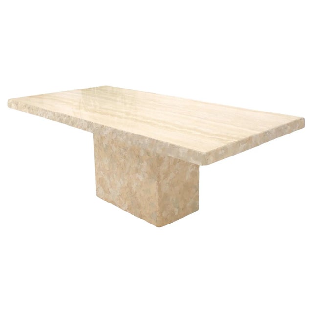 Single Pedestal Rectangle Travertine "Live" Edge Dining Conference Table Italy For Sale - Image 13 of 13
