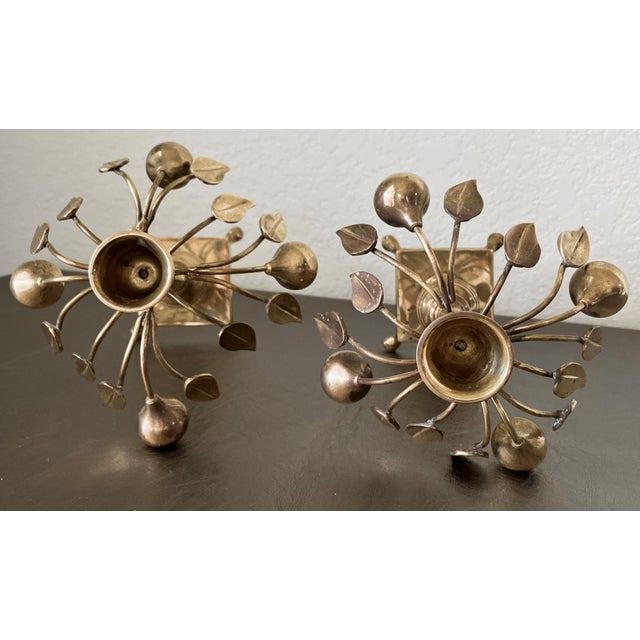 Circa 1970 Mottahedeh Brass Pear Tree Candlestick Holders - A Pair For Sale In Austin - Image 6 of 18