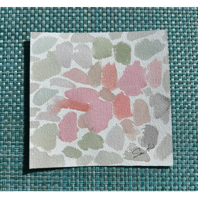 Watercolor abstract in muted pink tones. Signed and ready to frame.