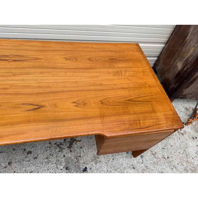 Mid-Century Modern Bornholm Furniture Mid Century Modern Danish Floating Top Teak Desk. Large Size, For Sale - Image 3 of 12