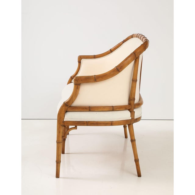 Faux Bamboo Carved Wood Settee, France Mid 20th C. For Sale - Image 4 of 12