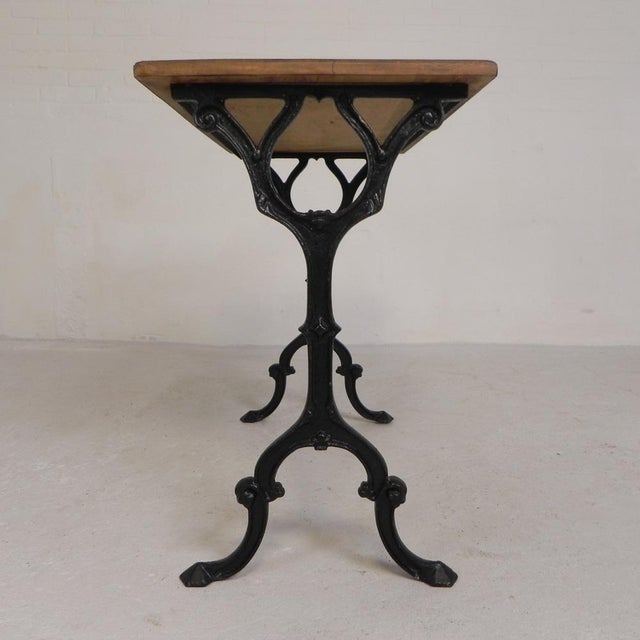 Bistro Table with Oak Top on a Cast Iron Frame, 1930s For Sale - Image 3 of 18
