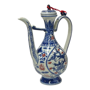 Oriental Blue White Wine Jar Shape Ceramic Porcelain Art Vase Jar