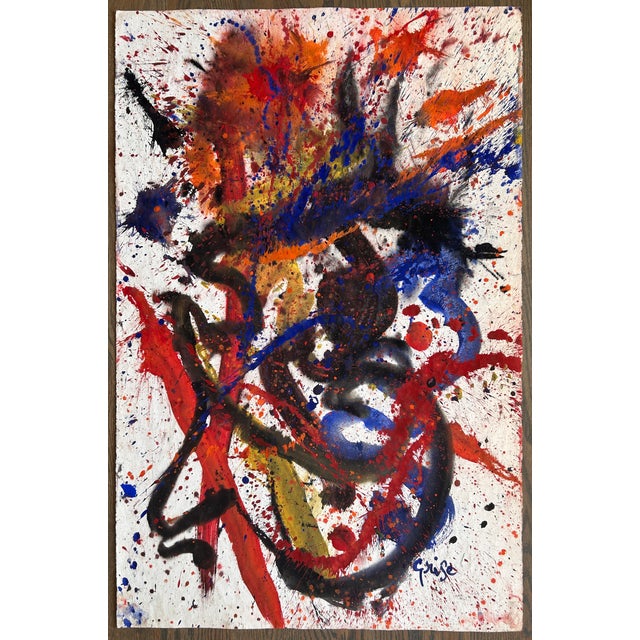This is a fantastic Large Double-Sided Original Mixed Media Painting on Paper by Listed California Artist, Hendrik Grise...