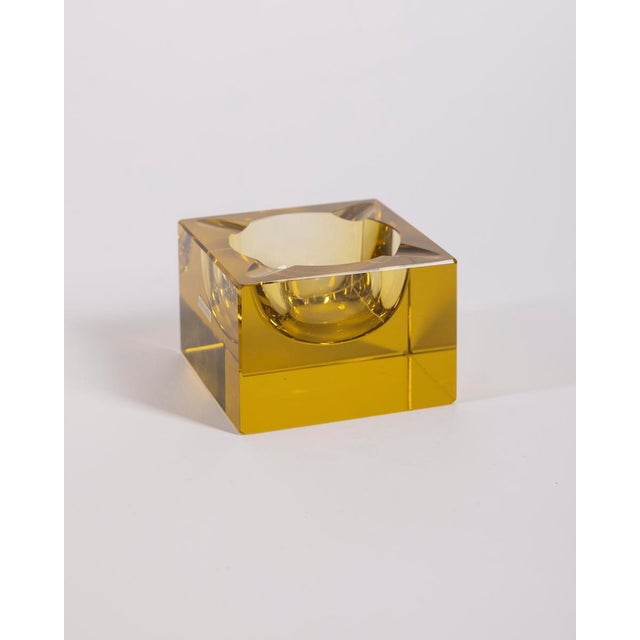 Vintage German Yellow Crystal Ashtray, 1960s For Sale - Image 9 of 9