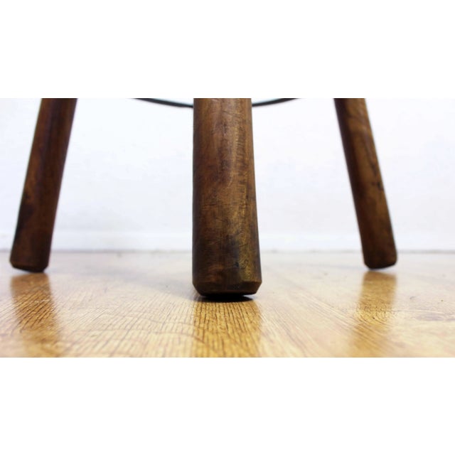 Wood Brutalist Stool in Wood, 1960s For Sale - Image 7 of 11