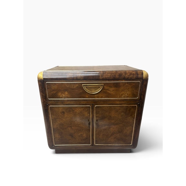 Vintage Mastercraft Burl Wood & Brass Nightstands, Restored — Pair For Sale In Miami - Image 6 of 7