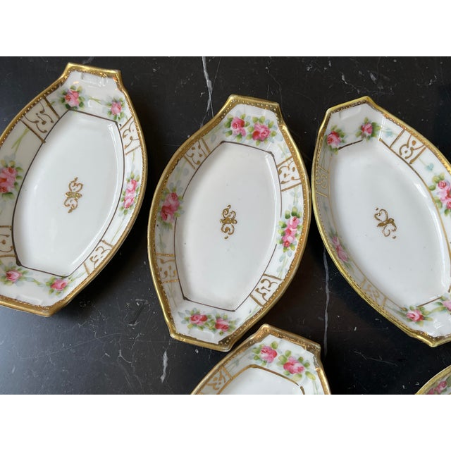 Antique Handpainted Nippon Porcelain Salt Cellars, Set of Six For Sale - Image 14 of 17