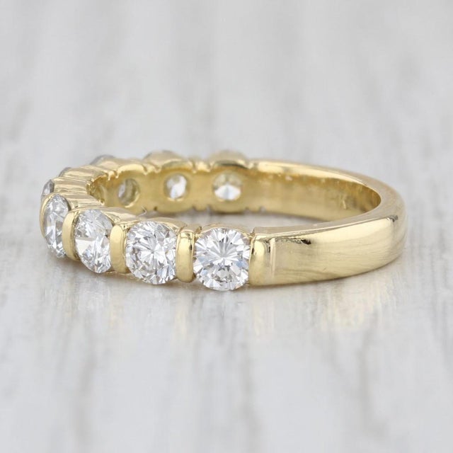 1.26ctw Diamond Wedding Anniversary Band 18k Yellow Gold Sz 5.25 Stackable Ring For Sale In Greensboro - Image 6 of 8