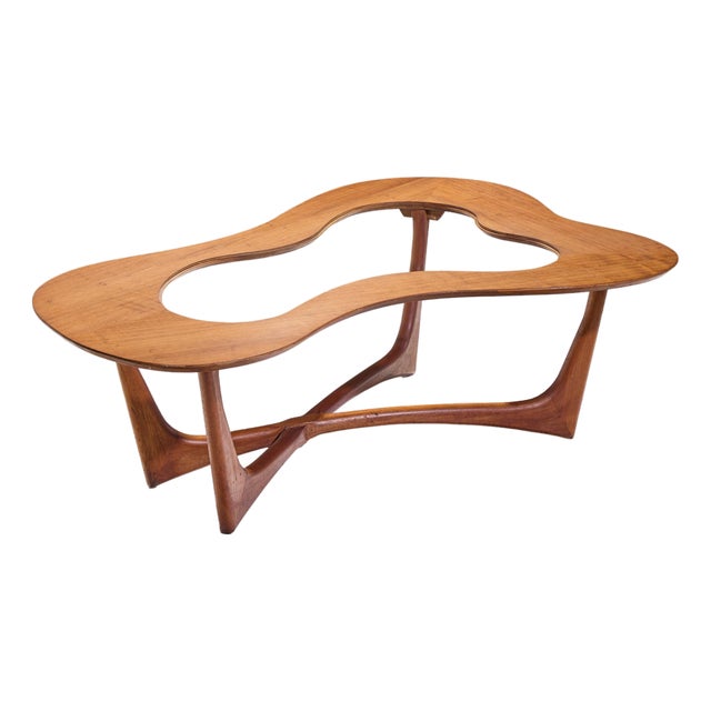Erno Fabry Mid Century Walnut and Glass Biomorphic Coffee Table For Sale