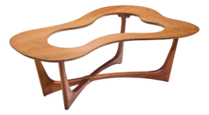 Erno Fabry Mid Century Walnut and Glass Biomorphic Coffee Table